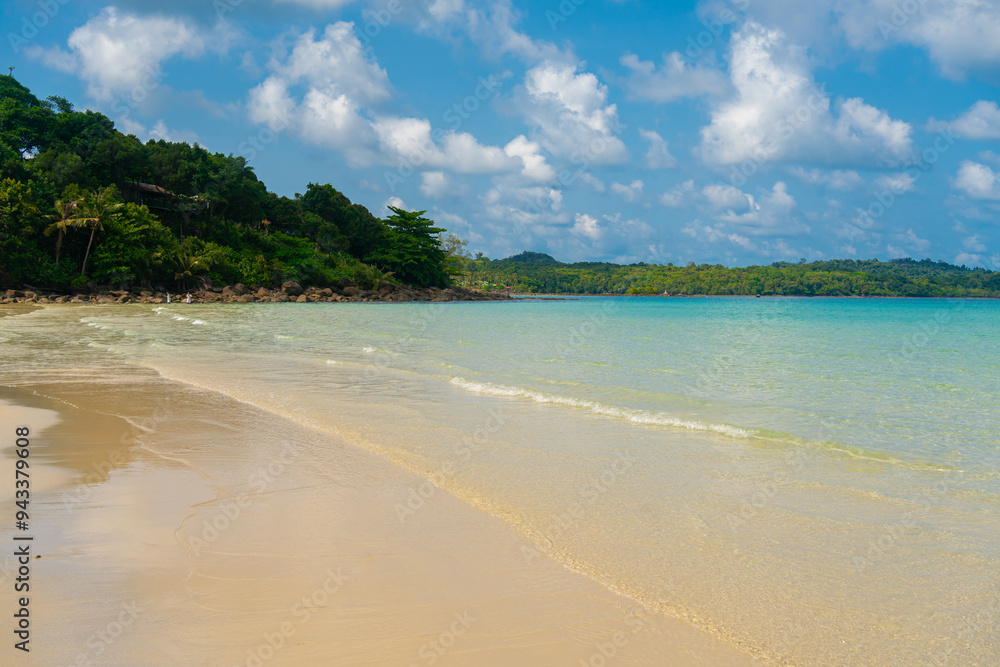 White sand sea beach wave blue sky with cloud White sand sea beach wave blue sky with cloud