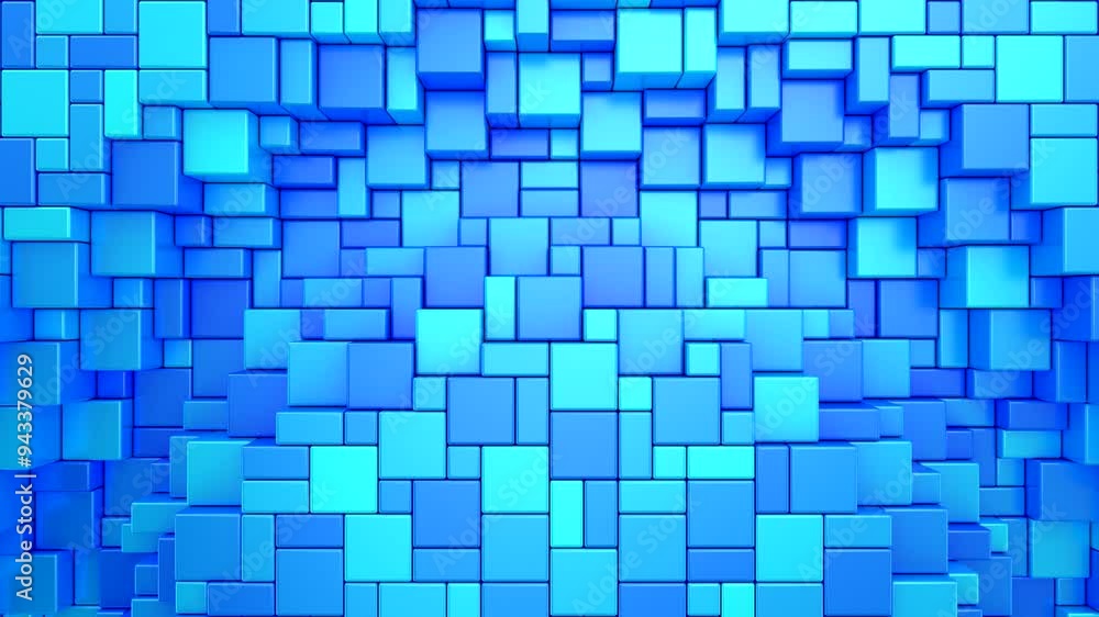 Geometric Shapes Form a Wave. Abstract motion, two color, 3d rendering, 4k resolution
