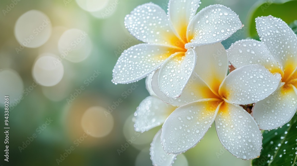 Plumeria Flowers with Dew Drops Plumeria Flowers with Dew Drops