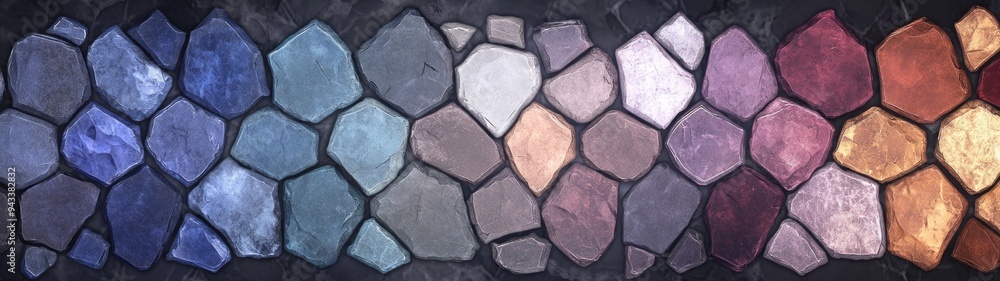 Vibrant Stained Glass Mosaic, seamless textures of colorful stained glass and muted silver, ideal for elegant backgrounds in minimalist designs and clean aesthetics