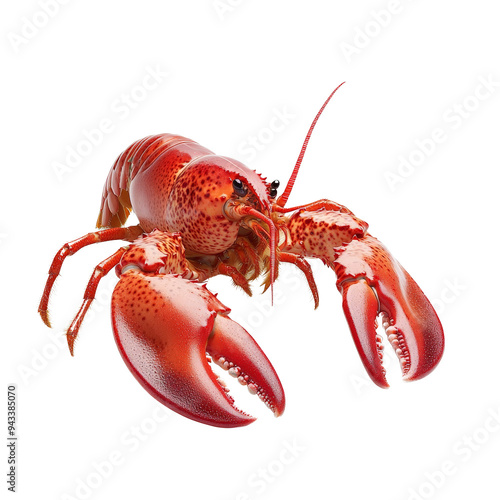 A Stunning Lobster Displaying Intricate Details and Vibrant Colors Against a Black Background, Perfect for Seafood Lovers photo