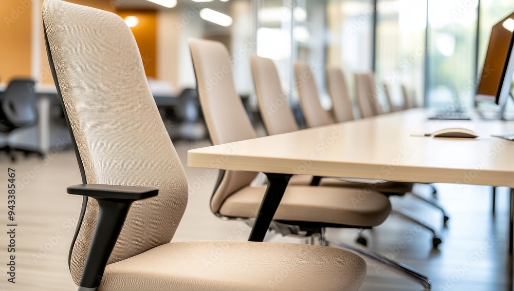 Blurred, empty modern office interior with a blurred background Blurred, empty modern office interior with a blurred background