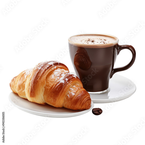 croissant breakfast isolated on white