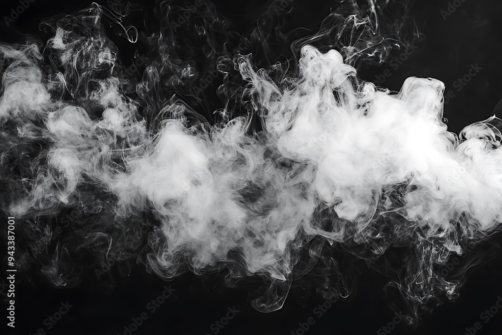 Billowing White Smoke on Black Background Billowing White Smoke on Black Background