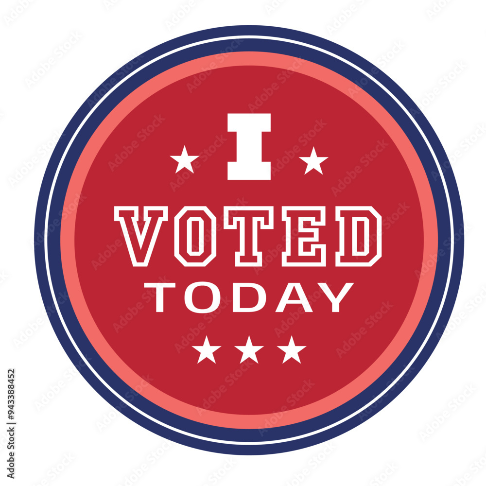 Election 2024. Vote USA. I voted text. Voting concept. Round politics sticker. Election 2024. Vote USA. I voted text. Voting concept. Round politics sticker.