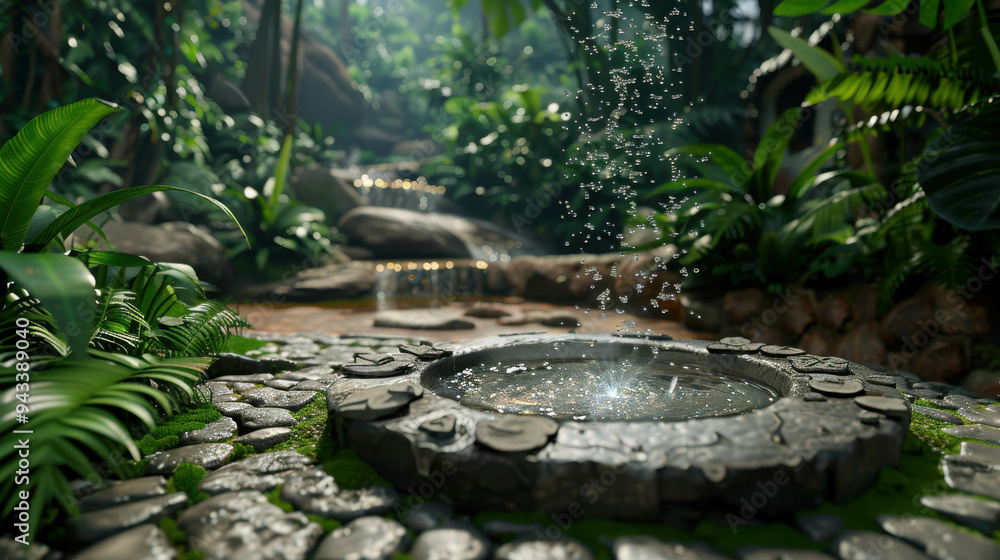 Close-up of vibrant pink flowers blooming in a garden water fountain, surrounded by lush green foliage, creating a tranquil scene.
Close-up of vibrant pink flowers blooming in a garden water fountain, surrounded by lush green foliage, creating a tranquil scene.