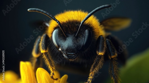 Vivid Bee on Yellow Flower