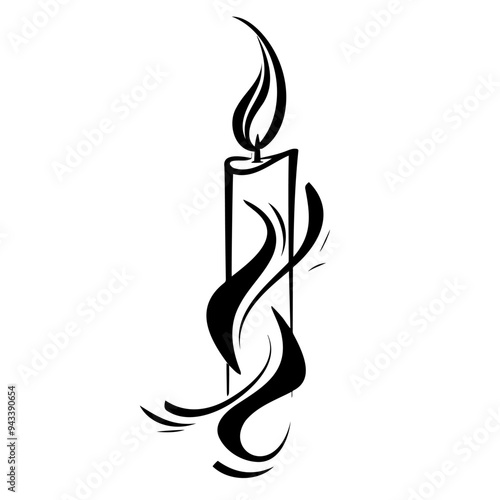 Elegant Candle Silhouette with Dancing Flame