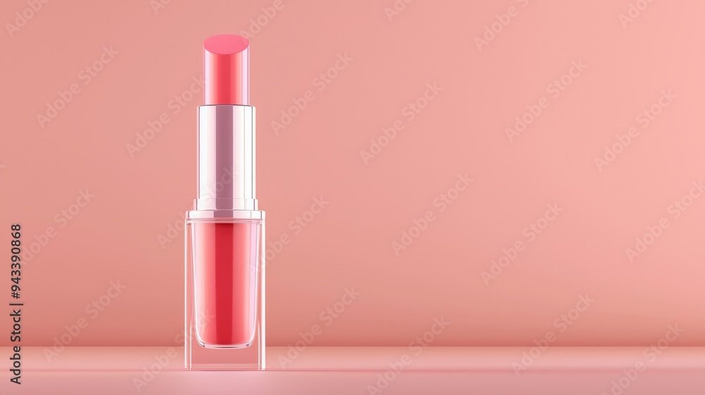 Lip gloss mockup, vibrant color in clear container, high-resolution detail, 3D illustration