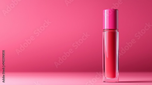 Lip gloss bottle mockup, soft-touch cap and shiny body, 3D illustration
