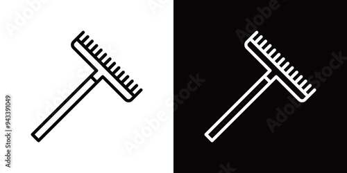 熊手のシンプルなラインアイコン