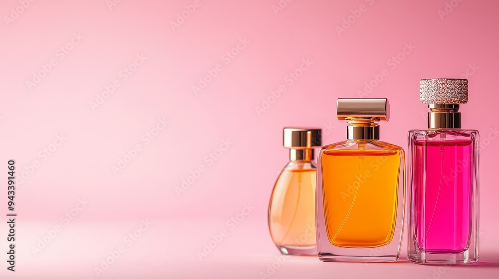 Perfume bottles in different shapes, elegant and simple, flat design illustration Perfume bottles in different shapes, elegant and simple, flat design illustration