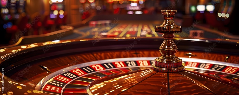 Close-up of a Roulette Wheel in a Casino Setting Close-up of a Roulette Wheel in a Casino Setting
