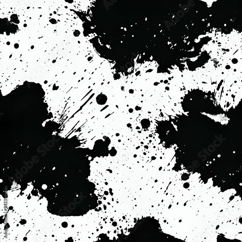 Wallpaper Mural Black and white ink blotch abstract art Torontodigital.ca