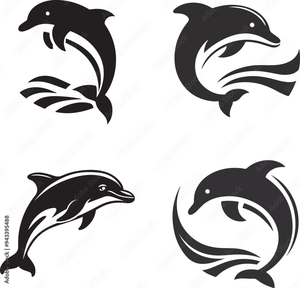 ocean dolphin collection playful vector logo ocean dolphin collection playful vector logo