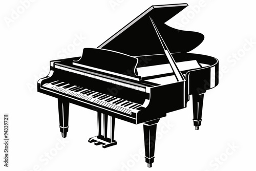 Piano silhouette vector illustration, Royel-type luxury vintage piano