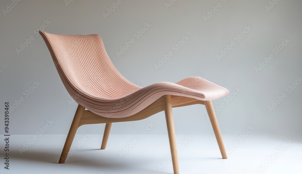 A Rosa Knitted Armchair with Wooden Legs on a White Background A Rosa Knitted Armchair with Wooden Legs on a White Background