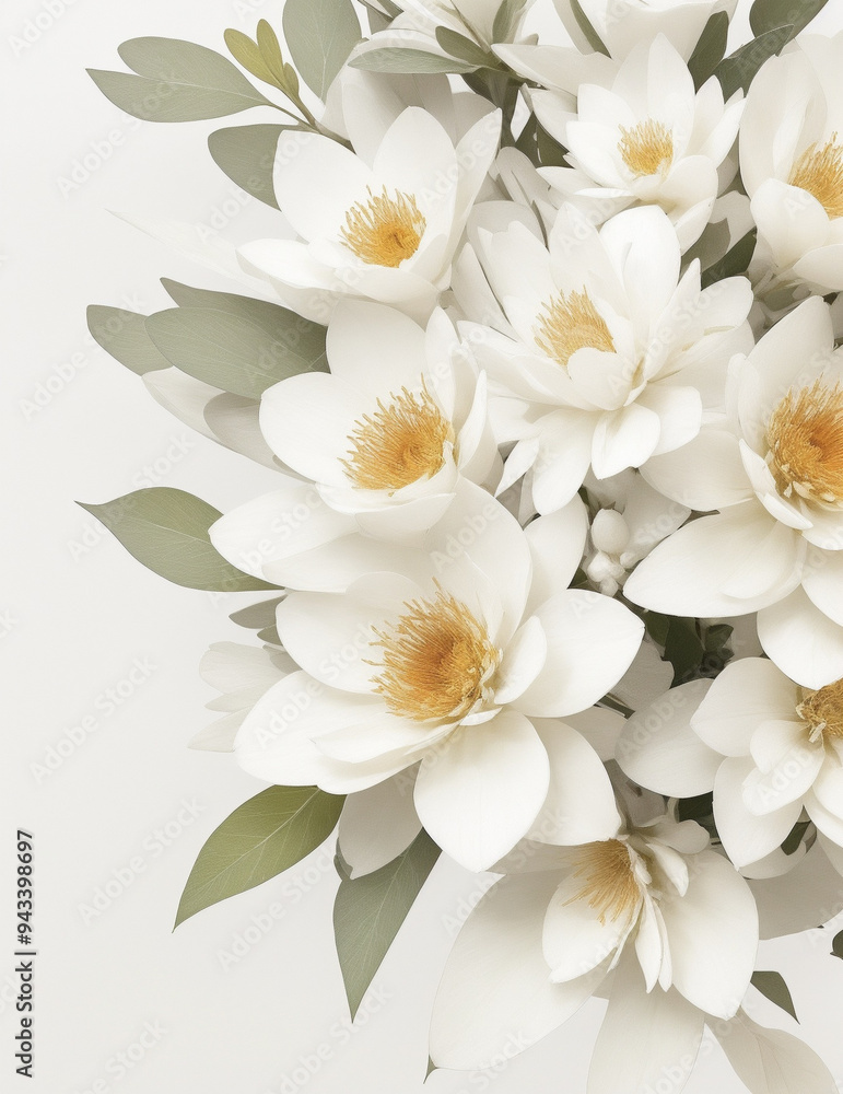 Obraz premium bouquet of white flowers isolated - white flowers background - Generative AI