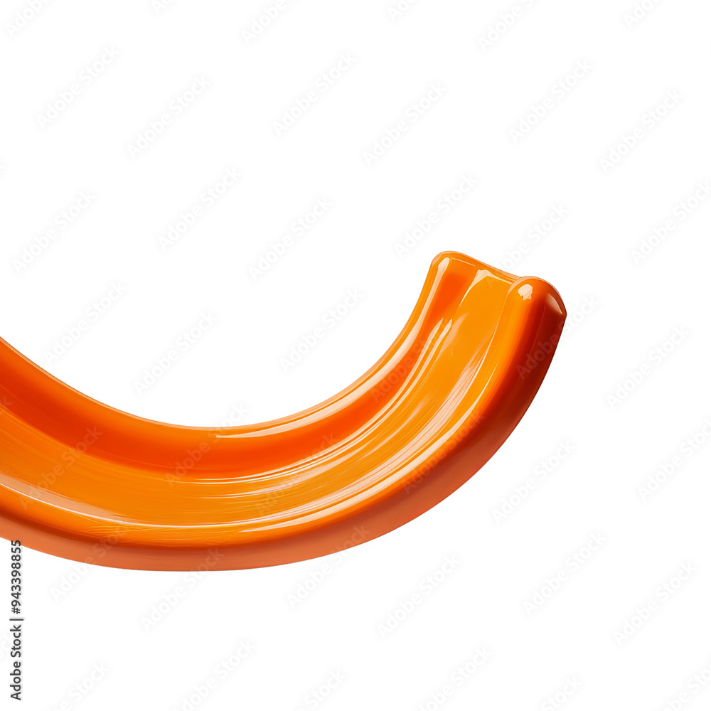 Vibrant orange slide segment isolated on a black background, perfect for children's playground designs or toy-related projects.