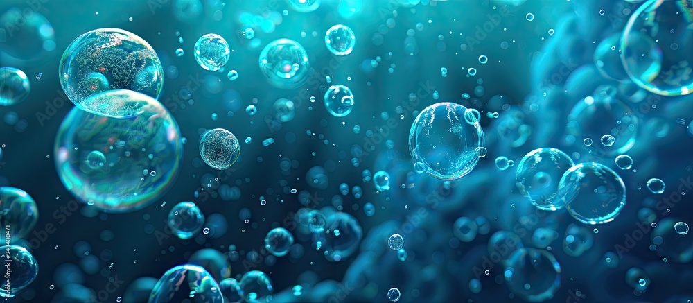 An abstract copy space image depicting blue ocean bubbles in the background An abstract copy space image depicting blue ocean bubbles in the background