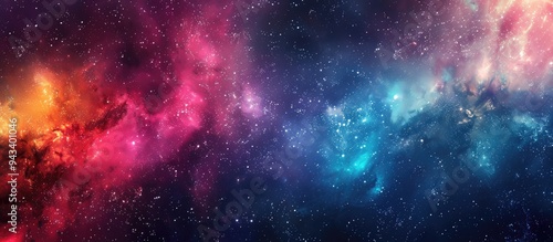 Fototapeta Naklejka Na Ścianę i Meble -  Night sky filled with colorful stars and the Milky Way galaxy Background of the starry sky with a panoramic view Ideal for a copy space image