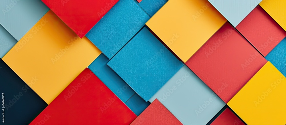 Top view flat lay of an abstract colorful geometric pattern with copy space image Top view flat lay of an abstract colorful geometric pattern with copy space image