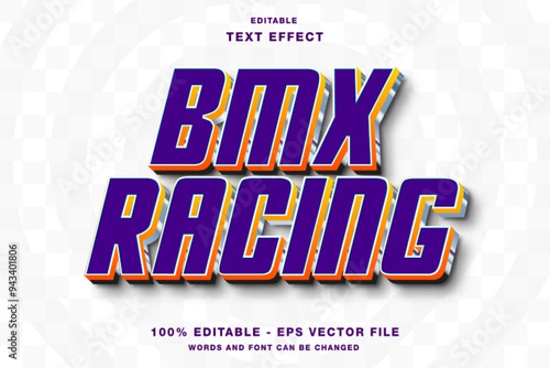 BMX Racing 3d Editable Text Effect Template Style Premium Vector