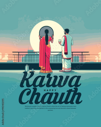 Happy Karwa Chauth and Karva Chauth for married women Fasting social Media Post banner