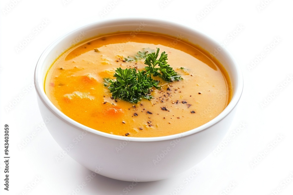 bowl ov vegetable cream soup isolated on white background. Generative Ai bowl ov vegetable cream soup isolated on white background. Generative Ai