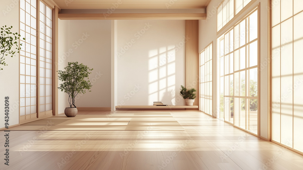 春の日差しと調和する日本の家の内部 春の日差しと調和する日本の家の内部