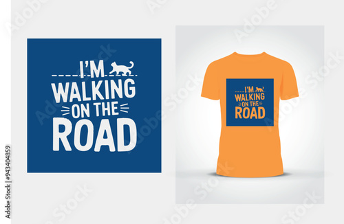 T shirt Design cat image with typography funny traffic sign with cat 