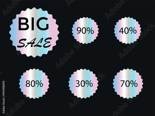 Set of hologram sticker for sale. vector illustration