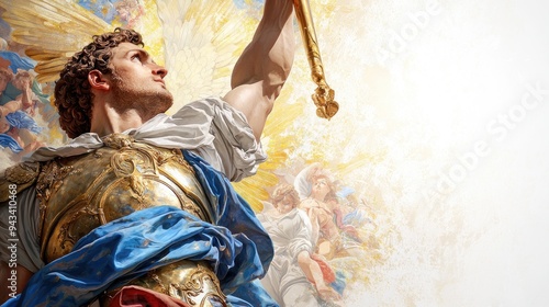 Biblical Representation of the Archangel Michael in Glorious Battle Armor photo