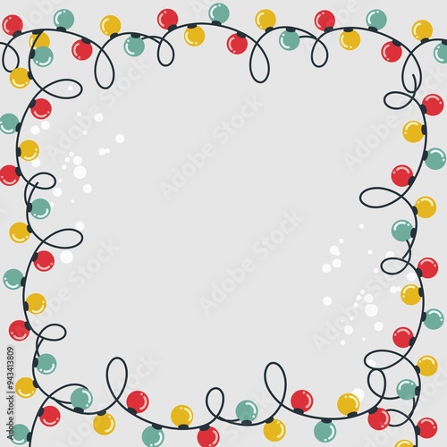Frame Christmas lights card cartoon 