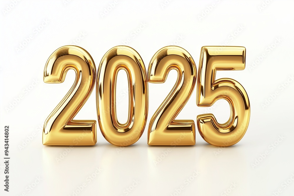 Golden New Year 2025 typography with vibrant, festive design elements Golden New Year 2025 typography with vibrant, festive design elements