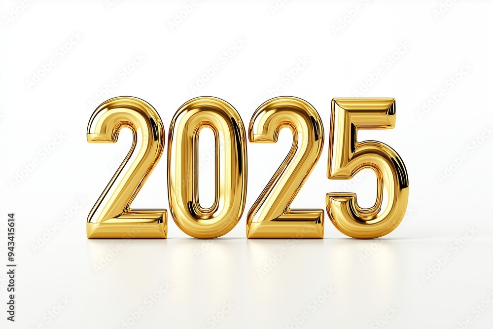 Golden New Year 2025 typography with vibrant, festive design elements Golden New Year 2025 typography with vibrant, festive design elements