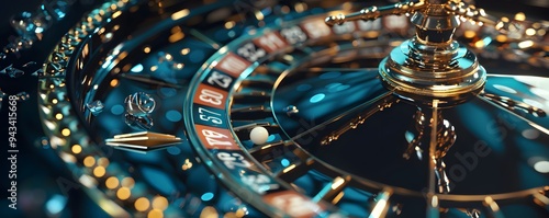 Wallpaper Mural Close-up of a Golden Roulette Wheel with a White Ball Torontodigital.ca