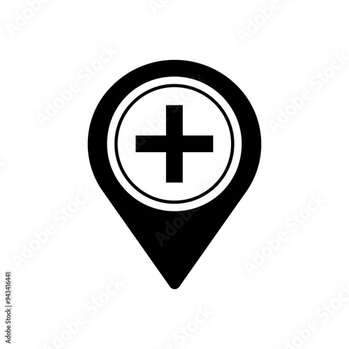 hospital location map pointer,flat illustration