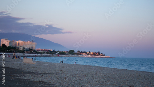 Obraz na płótnie Sunset at sea in Sochi (Adler). w salonie
