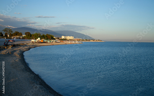 Obraz na płótnie Sunset at sea in Sochi (Adler). w salonie