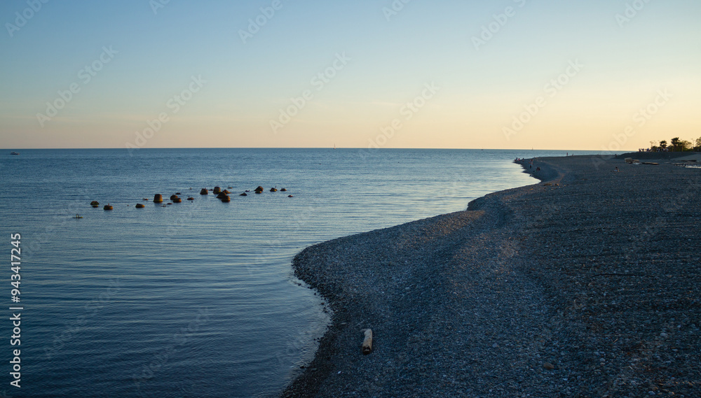 Sunset at sea in Sochi (Adler).