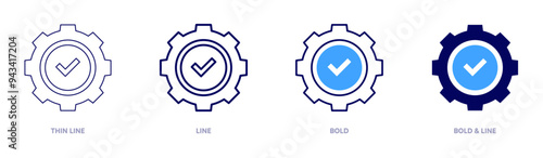 Compliance icon in 4 different styles. Thin Line, Line, Bold, and Bold Line. Duotone style. Editable stroke