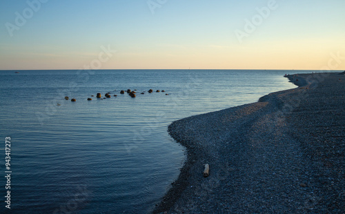 Obraz na płótnie Sunset at sea in Sochi (Adler). w salonie