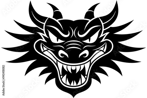 Wallpaper Mural angry traditional Chinese dragon head  vector illustration on a white background Torontodigital.ca