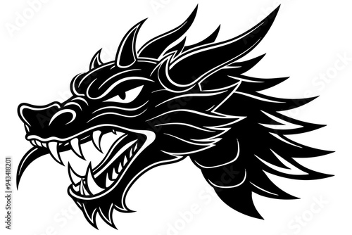 Wallpaper Mural angry traditional Chinese dragon head  vector illustration on a white background Torontodigital.ca