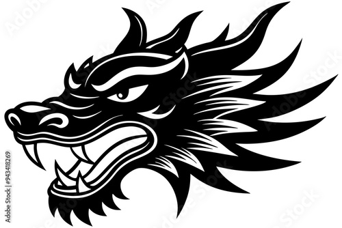 Wallpaper Mural angry traditional Chinese dragon head  vector illustration on a white background Torontodigital.ca