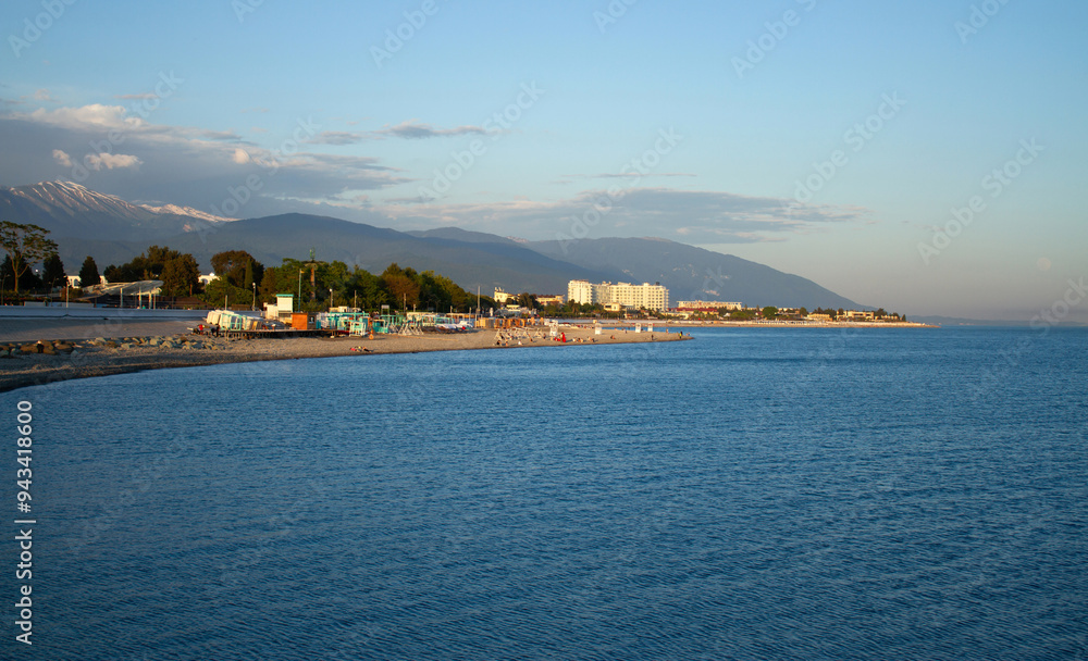 Sunset at sea in Sochi (Adler).