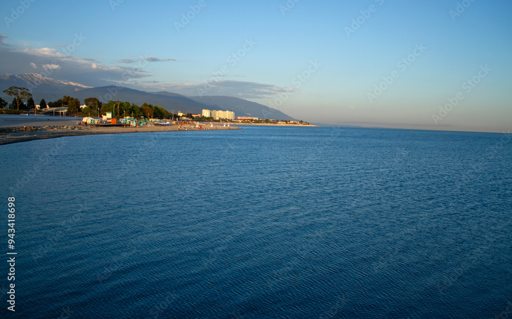 Sunset at sea in Sochi (Adler).