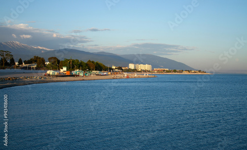 Obraz na płótnie Sunset at sea in Sochi (Adler). w salonie