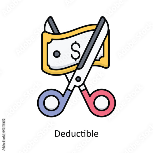 Deductible Vector filled outline icon design illustration. insurance symbol on white background EPS 10 File .